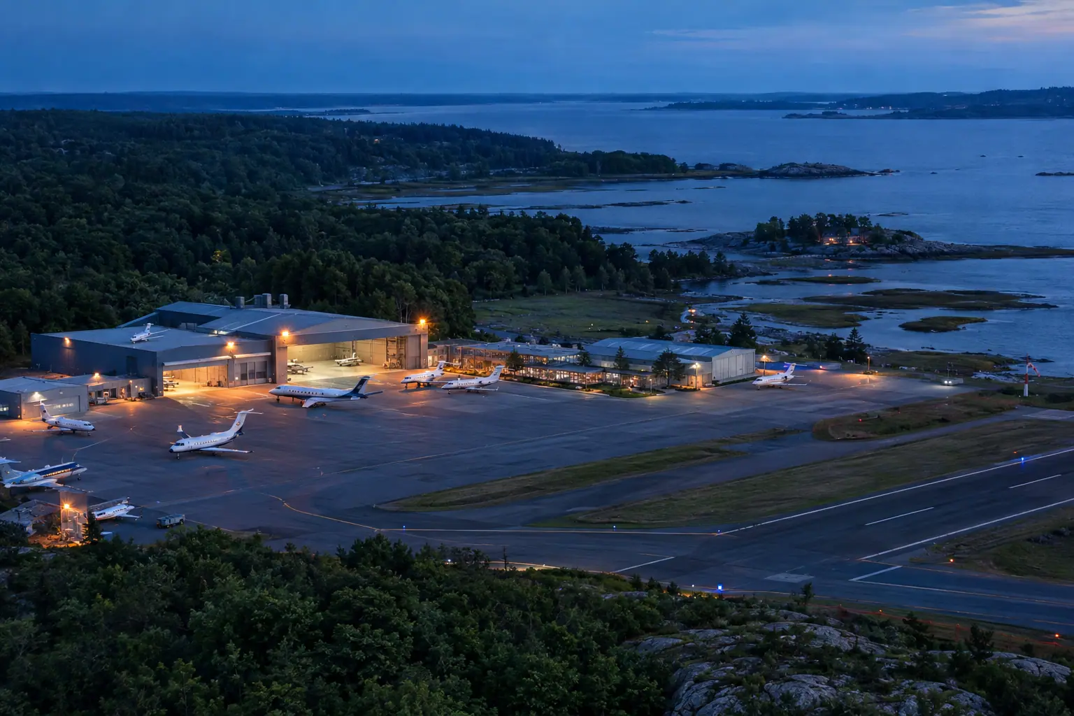 Business aviation ramp near Boston