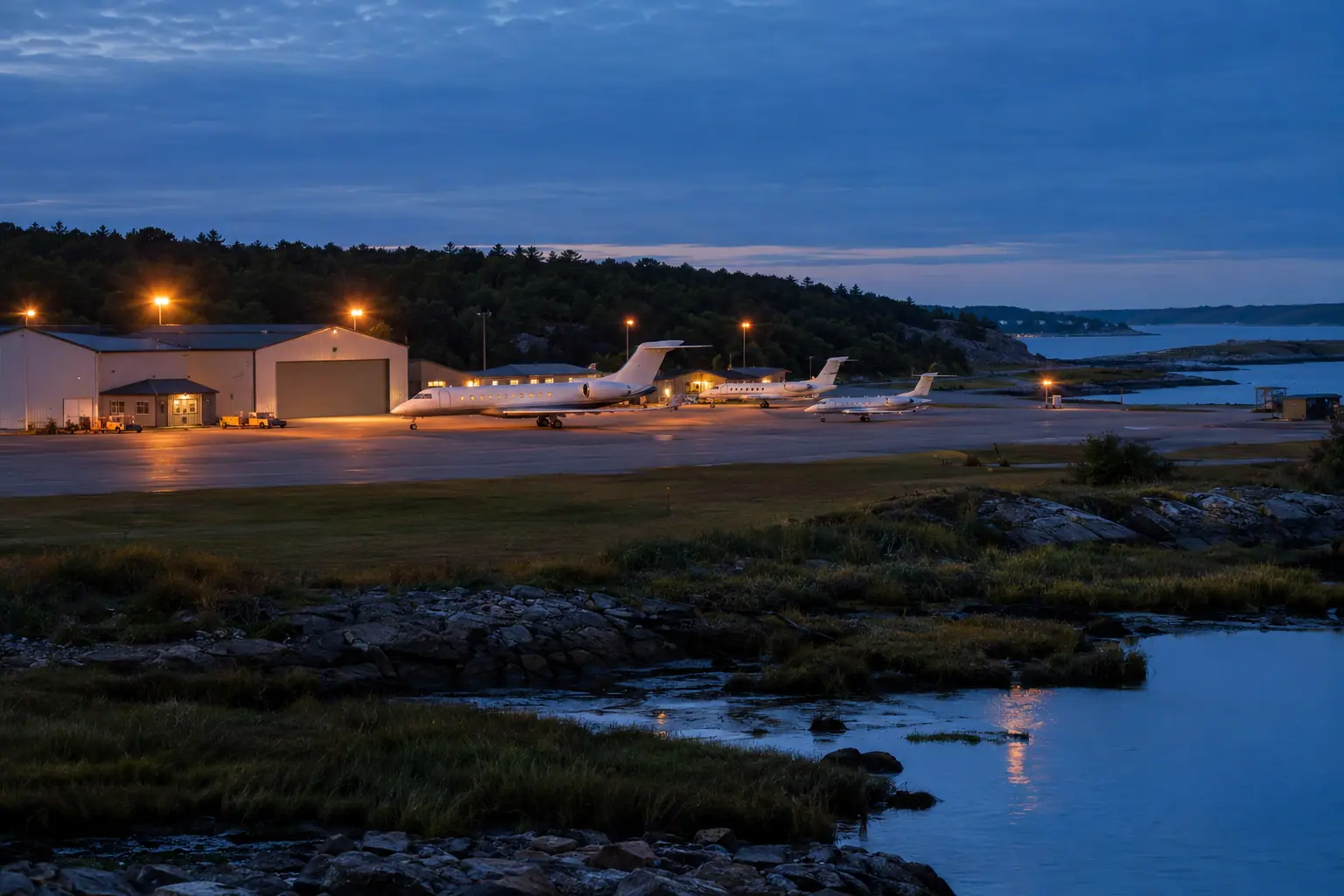 Private jets at Beverly Regional Airport