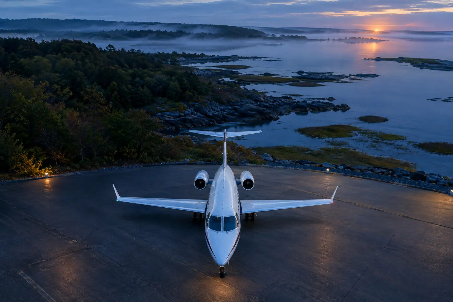 Light jet waiting on an empty ramp