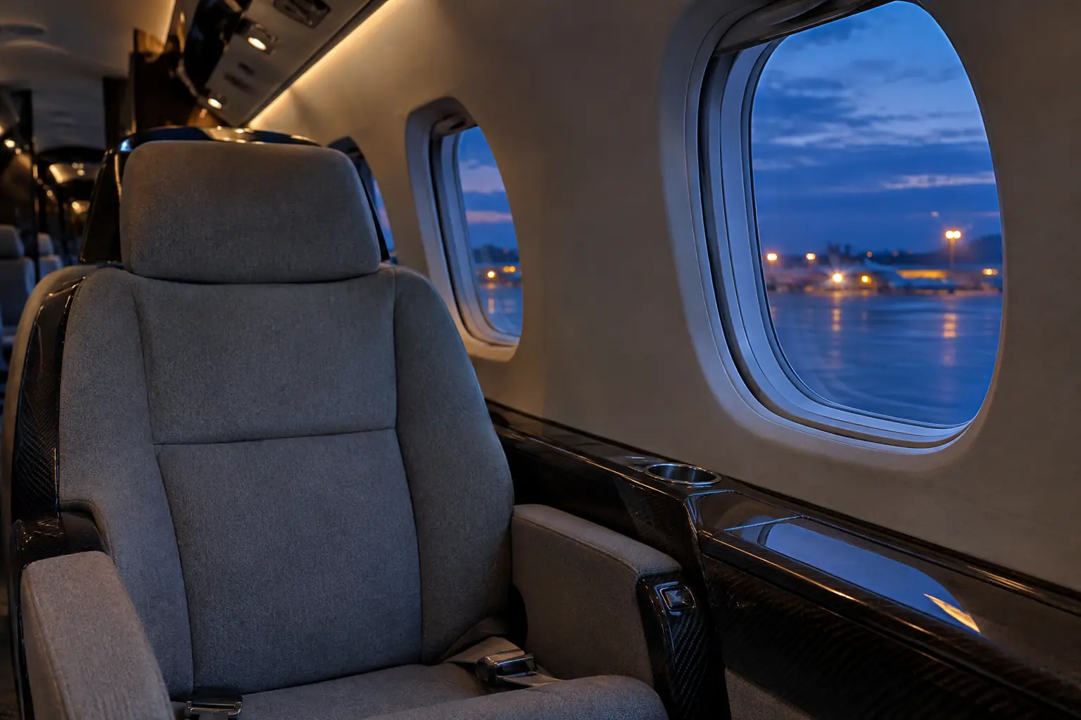 Midsize jet cabin interior
